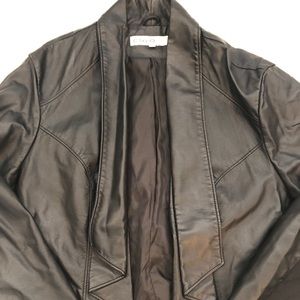 Faux leather open front waterfall jacket, size XL